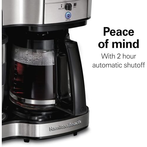  [아마존베스트]Hamilton Beach 2-Way Brewer Coffee Maker, Single-Serve and 12-Cup Pot, Stainless Steel (49980A), Carafe