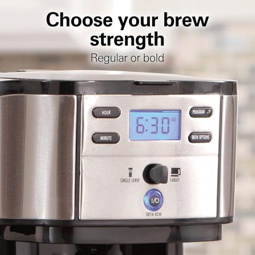  [아마존베스트]Hamilton Beach 2-Way Brewer Coffee Maker, Single-Serve and 12-Cup Pot, Stainless Steel (49980A), Carafe