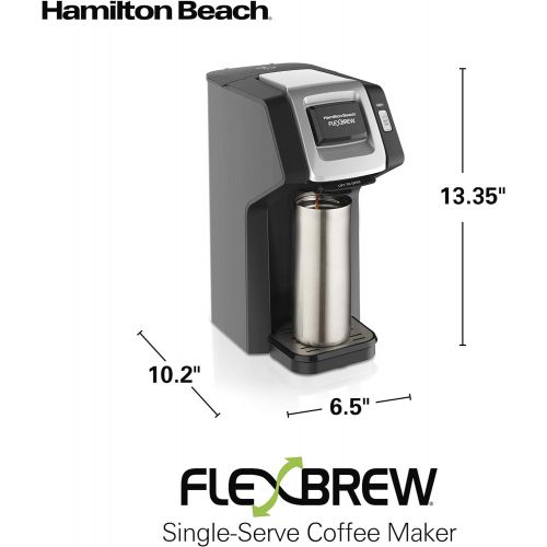  [아마존베스트]Hamilton Beach FlexBrew Single Serve Coffee Maker, Compatible with K-Cup Pods and Grounds, Black (49974)
