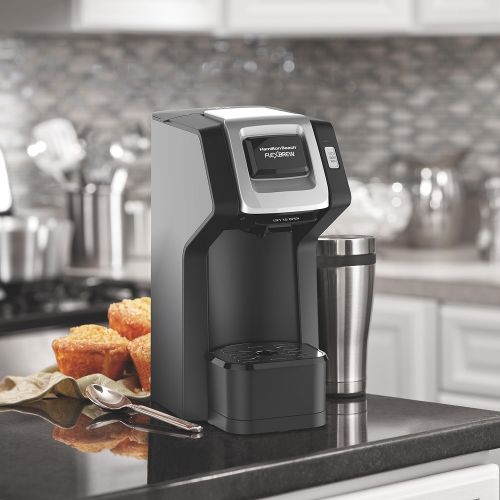  [아마존베스트]Hamilton Beach FlexBrew Single Serve Coffee Maker, Compatible with K-Cup Pods and Grounds, Black (49974)