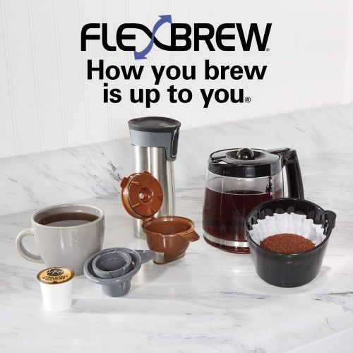  [아마존베스트]Hamilton Beach FlexBrew Trio Coffee Maker, 2-Way Single Serve & Full 12c Pot, Compatible with K-Cup Pods or Grounds, Combo, Black (49976)