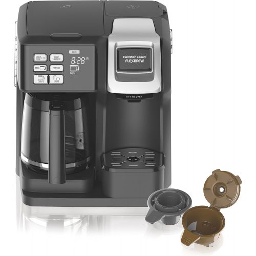  [아마존베스트]Hamilton Beach FlexBrew Trio Coffee Maker, 2-Way Single Serve & Full 12c Pot, Compatible with K-Cup Pods or Grounds, Combo, Black (49976)