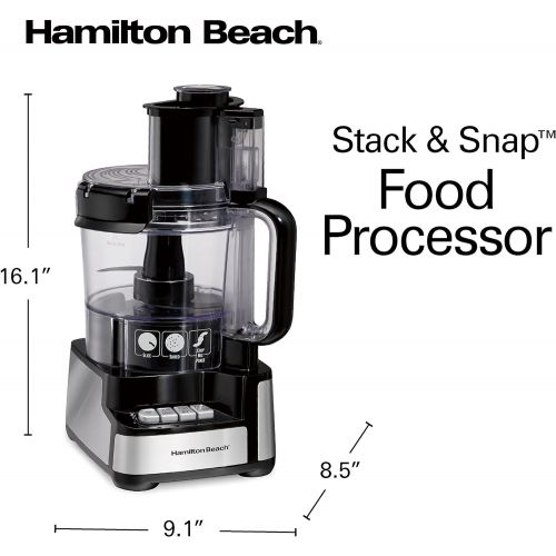  [아마존베스트]Hamilton Beach 12-Cup Stack & Snap Food Processor & Vegetable Chopper, Black (70725A)