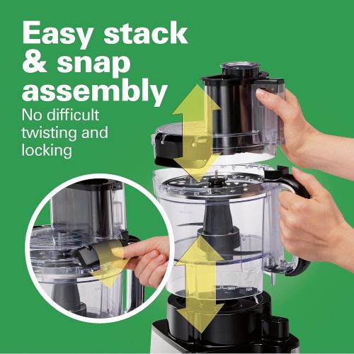  [아마존베스트]Hamilton Beach 12-Cup Stack & Snap Food Processor & Vegetable Chopper, Black (70725A)