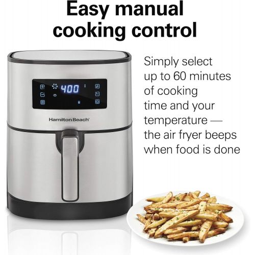  [아마존베스트]Hamilton Beach 5.3 Quart Digital Air Fryer Oven with 8 Presets, Easy to Clean Nonstick Basket, Black (35075)