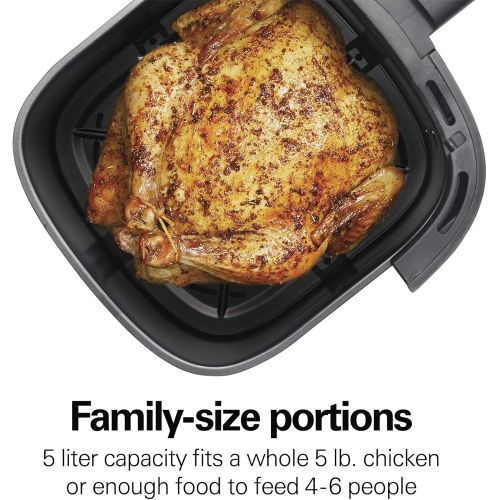  [아마존베스트]Hamilton Beach 5.3 Quart Digital Air Fryer Oven with 8 Presets, Easy to Clean Nonstick Basket, Black (35075)