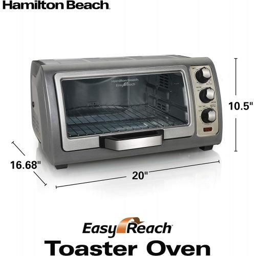  [아마존베스트]Hamilton Beach Countertop Toaster Oven, Easy Reach With Roll-Top Door, 6-Slice, Convection (31123D), Silver