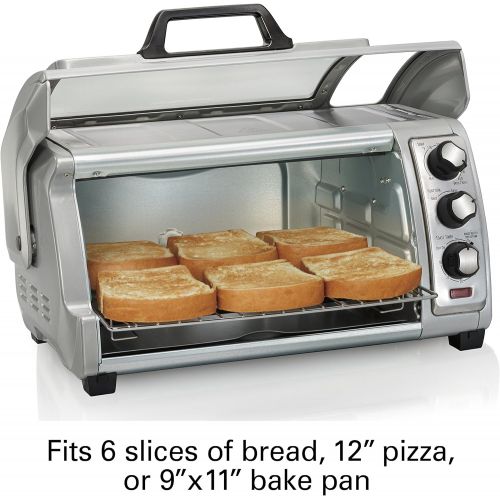  [아마존베스트]Hamilton Beach 6-Slice Countertop Toaster Oven with Easy Reach Roll-Top Door, Bake Pan, Silver (31127D)