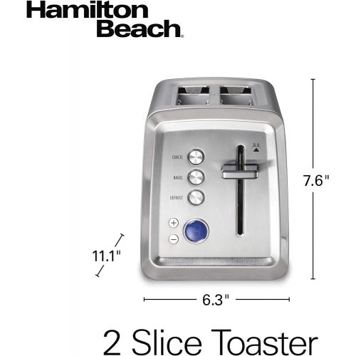  [아마존베스트]Hamilton Beach 22796 Toaster with Bagel & Defrost Settings, Toast Boost, Slide-Out Crumb Tray Extra Wide Slot, 2 Slice, Stainless Steel