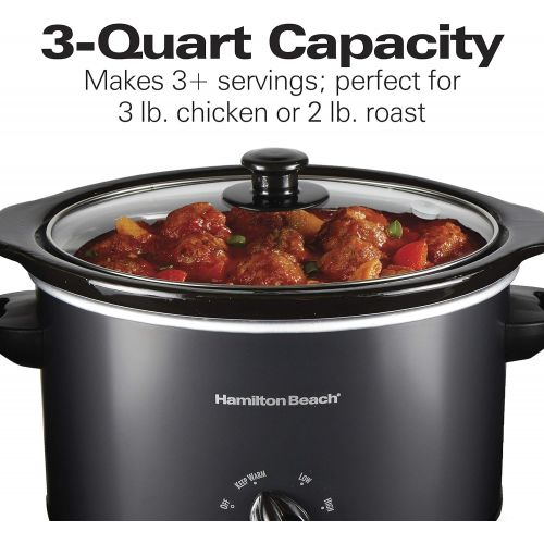  [아마존베스트]Hamilton Beach 3-Quart Slow Cooker With Dishwasher-Safe Crock & Lid, Matte Black (33231)