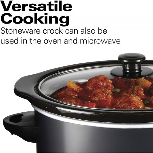  [아마존베스트]Hamilton Beach 3-Quart Slow Cooker With Dishwasher-Safe Crock & Lid, Matte Black (33231)