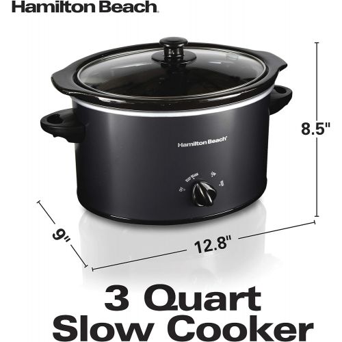  [아마존베스트]Hamilton Beach 3-Quart Slow Cooker With Dishwasher-Safe Crock & Lid, Matte Black (33231)