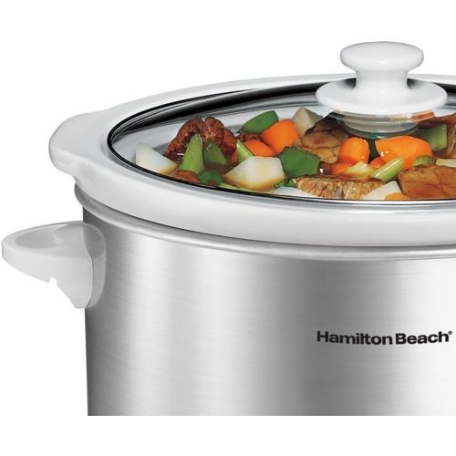  [아마존베스트]Hamilton Beach 4-Quart Slow Cooker with Dishwasher-Safe Stoneware Crock & Lid, Stainless Steel (33140V)