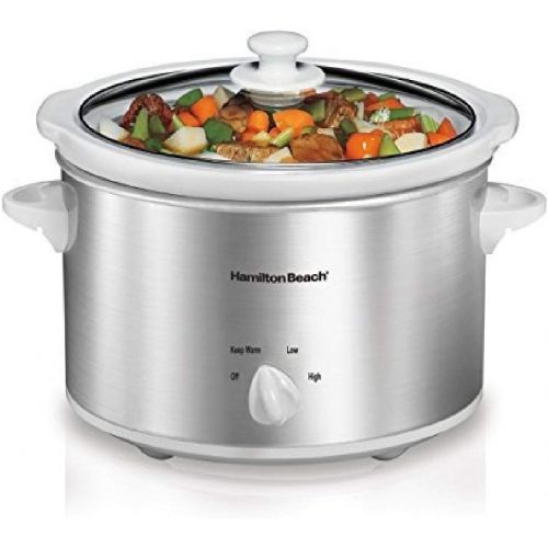  [아마존베스트]Hamilton Beach 4-Quart Slow Cooker with Dishwasher-Safe Stoneware Crock & Lid, Stainless Steel (33140V)