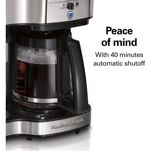  Hamilton Beach Coffee machine with double brewing system, thermos cup included, up to 12 cups of coffee, stainless steel filter Coffee machine, programmable timer, stainless stee