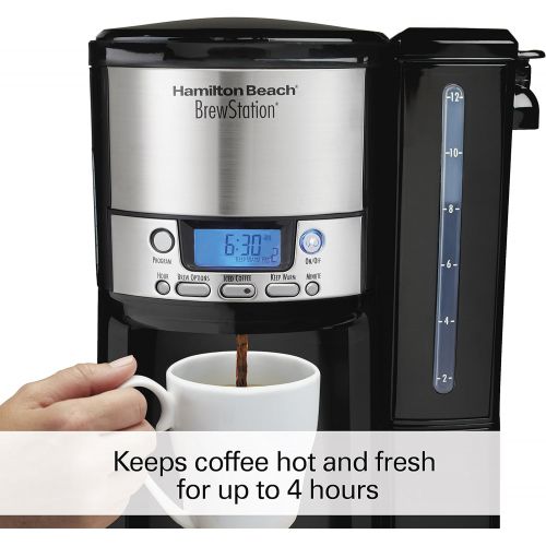  Hamilton Beach (48464) Coffee Maker with 12 Cup Capacity & Internal Storage Coffee Pot, Brewstation, Black