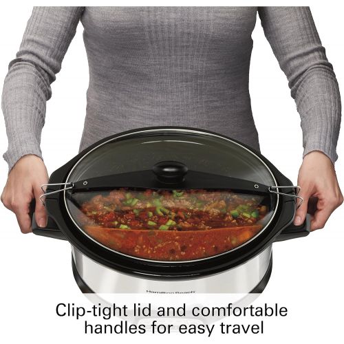  Hamilton Beach Programmable Slow Cooker, 6-Quart with Clip-Tight Sealed Lid, Stainless Steel (33466)