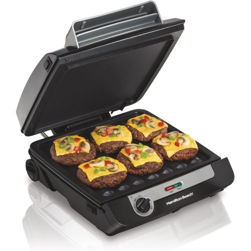  Hamilton Beach (25361) Electric Indoor Grill & Searing Grill with Removable Plates and Viewing Window, Silver