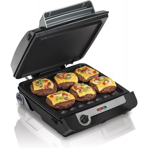  Hamilton Beach Home Environment Hamiton Beach (25600) Smokeless Indoor Grill & Electric Griddle Combo with Bacon Cooker & Removable Plates, 040094256006, Gray