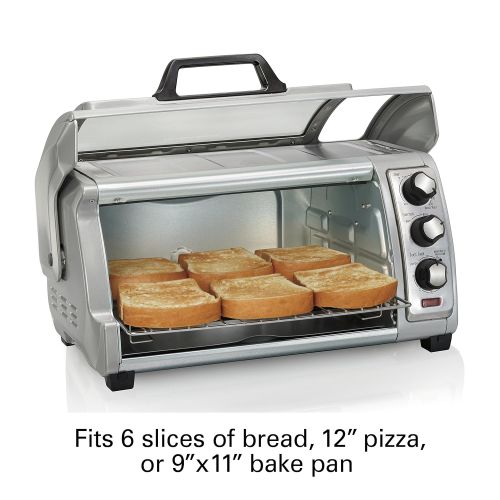  Hamilton Beach Countertop Toaster Oven Easy Reach with Roll-Top Door, 6-Slice & Auto Shutoff, Silver (31127)