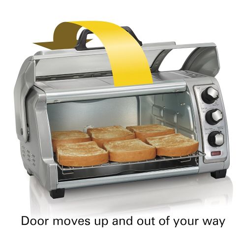  Hamilton Beach Countertop Toaster Oven Easy Reach with Roll-Top Door, 6-Slice & Auto Shutoff, Silver (31127)
