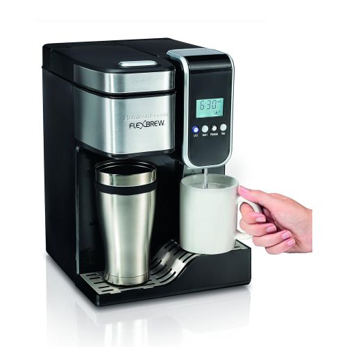  Hamilton Beach Single-Serve Coffee Maker, Programmable FlexBrew with Hot Water Dispenser (49988)