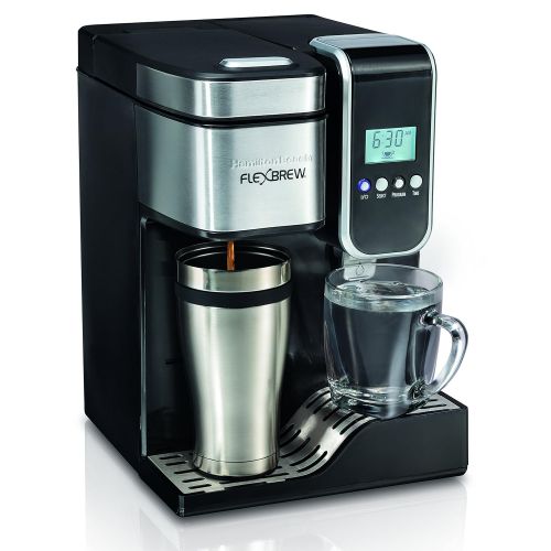  Hamilton Beach Single-Serve Coffee Maker, Programmable FlexBrew with Hot Water Dispenser (49988)