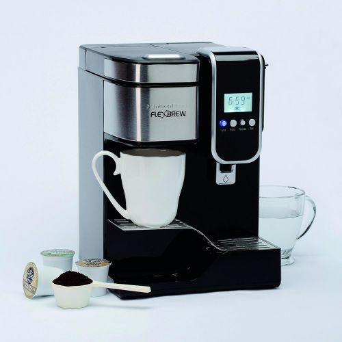  Hamilton Beach Single-Serve Coffee Maker, Programmable FlexBrew with Hot Water Dispenser (49988)