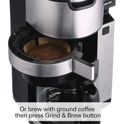  Hamilton Beach 45500 Grind and Brew Programmable 12 Cup Maker with Built-in Auto-Rinsing Coffee Grinder, Glass Carafe