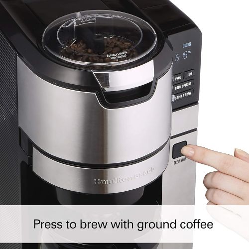  Hamilton Beach 45500 Grind and Brew Programmable 12 Cup Maker with Built-in Auto-Rinsing Coffee Grinder, Glass Carafe
