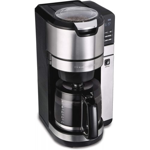  Hamilton Beach 45500 Grind and Brew Programmable 12 Cup Maker with Built-in Auto-Rinsing Coffee Grinder, Glass Carafe