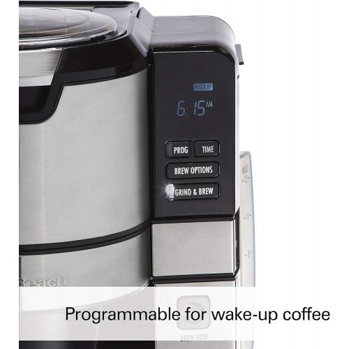  Hamilton Beach 45500 Grind and Brew Programmable 12 Cup Maker with Built-in Auto-Rinsing Coffee Grinder, Glass Carafe