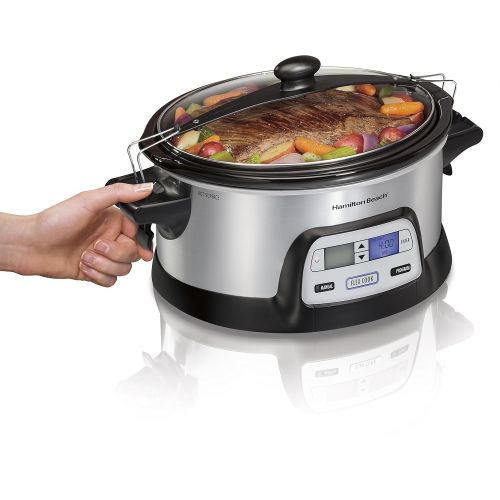  Hamilton Beach 33861 Programmable Slow Cooker, 6 Quart, Dual Digital Timer, Stainless Steel