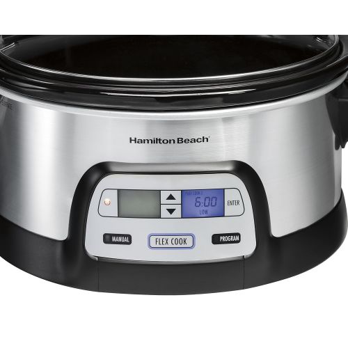  Hamilton Beach 33861 Programmable Slow Cooker, 6 Quart, Dual Digital Timer, Stainless Steel