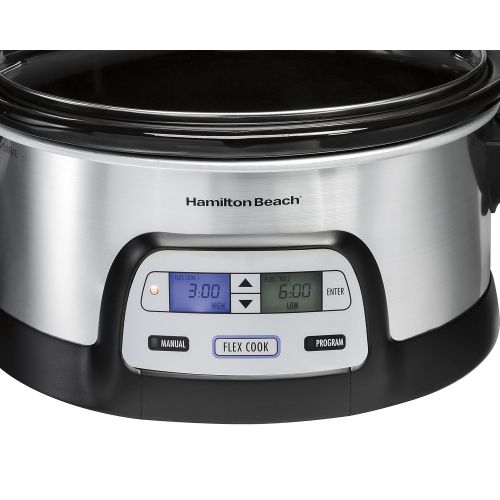  Hamilton Beach 33861 Programmable Slow Cooker, 6 Quart, Dual Digital Timer, Stainless Steel