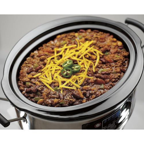  Hamilton Beach 33861 Programmable Slow Cooker, 6 Quart, Dual Digital Timer, Stainless Steel