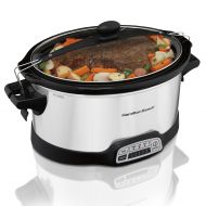 Hamilton Beach Programmable Slow Cooker, 5-Quart with Lid Latch Strap & Chalkboard Panels, Red (33551)