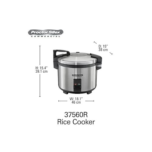  Hamilton Beach Proctor Silex Commercial 37560R Rice Cooker/Warmer, 60 Cups Cooked Rice, Non-Stick Pot, Hinged Lid, Stainless Steel Housing, 1 Year Warranty