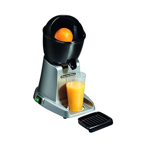  Proctor Silex Commercial 66900 Electric Citrus Juicer, 3 Reamer Sizes for Oranges, Lemons, Limes and Grapefruits, Removable Bowl, Strainer, Splashguard, Drip Tray, Black/Grey