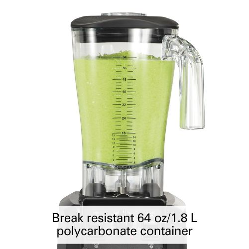  Hamilton Beach Commercial HBH550 The Fury Blender, 3 hp, 2 Speeds, Pulse, 64 oz./1.8 L Cutter Assembly Polycarbonate Container, 18.04 Height, 8.89 Width, 8.07 Length, Black