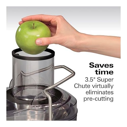  Juicer Machine, Centrifugal Extractor, with 3.5” Super Chute for Whole Fruits and Vegetables, 1100 Watts Easy Sweep Cleaning Tool, Black (67906)