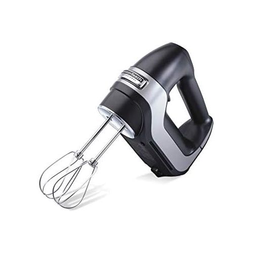  Hamilton Beach Professional 5-Speed Electric Hand Mixer with Snap-On Storage Case, QuickBurst, Stainless Steel Twisted Wire Beaters and Whisk, Black (62651)