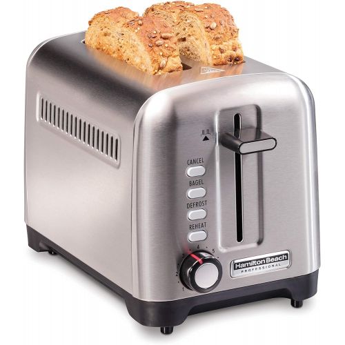  Hamilton Beach Professional 2 Slice Toaster, with Bagel, Defrost & Reheat Settings, Stainless Steel (22990)
