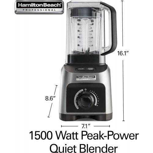  Hamilton Beach Professional Quiet Shield Blender, 1500W, 32oz BPA Free Jar, 4 Programs & Variable Speed Dial for Puree, Ice Crush, Shakes and Smoothies, Silver (58870)