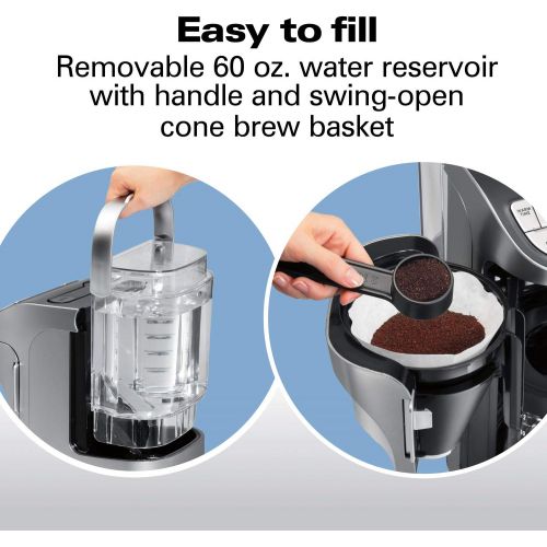 Hamilton Beach Professional Programmable Drip Coffee Maker, 12 Cup Capacity Ergonomic Carafe, 60oz Removable Reservoir, Brushed Metal (49500)