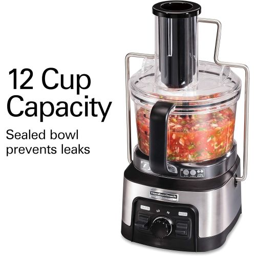  Hamilton Beach Professional Stack & Snap Food Processor & Veggie Spiralizer for Slicing, Shredding and Kneading, Extra-Large 3 Feed Chute Fits Whole Vegetables, 12 Cups, Stainless