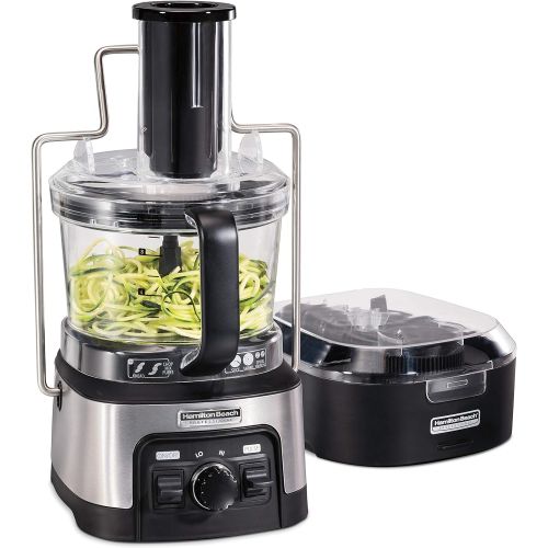  Hamilton Beach Professional Stack & Snap Food Processor & Veggie Spiralizer for Slicing, Shredding and Kneading, Extra-Large 3 Feed Chute Fits Whole Vegetables, 12 Cups, Stainless