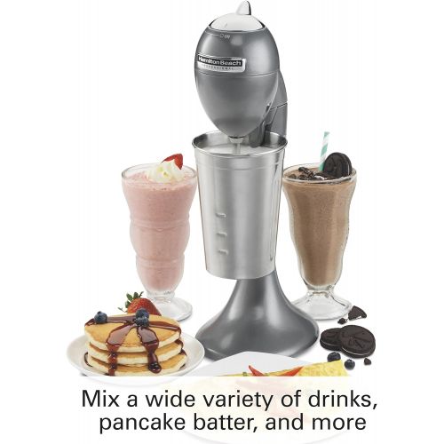  Hamilton Beach Professional Hamilton Beach Pro Retro Die-Cast Mixer for Milkshakes, Soda Fountain Drinks, Protein Shakes, Whipping Omelets and Pancake Batter, 28 Oz Cup (65120), Gray