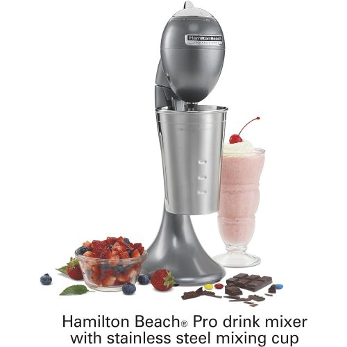  Hamilton Beach Professional Hamilton Beach Pro Retro Die-Cast Mixer for Milkshakes, Soda Fountain Drinks, Protein Shakes, Whipping Omelets and Pancake Batter, 28 Oz Cup (65120), Gray