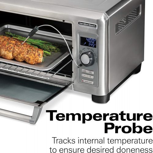 HAMILTON BEACH PROFESSIONAL Digital Convection Countertop Toaster Oven, Large 6-Slice, Temperature Probe, Bake Pan and Broil Rack, Stainless Steel (31240)